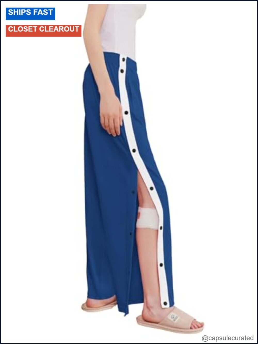 Tear Away Pants for Women Side Snap Breakaway Post Surgery Sweatpants with